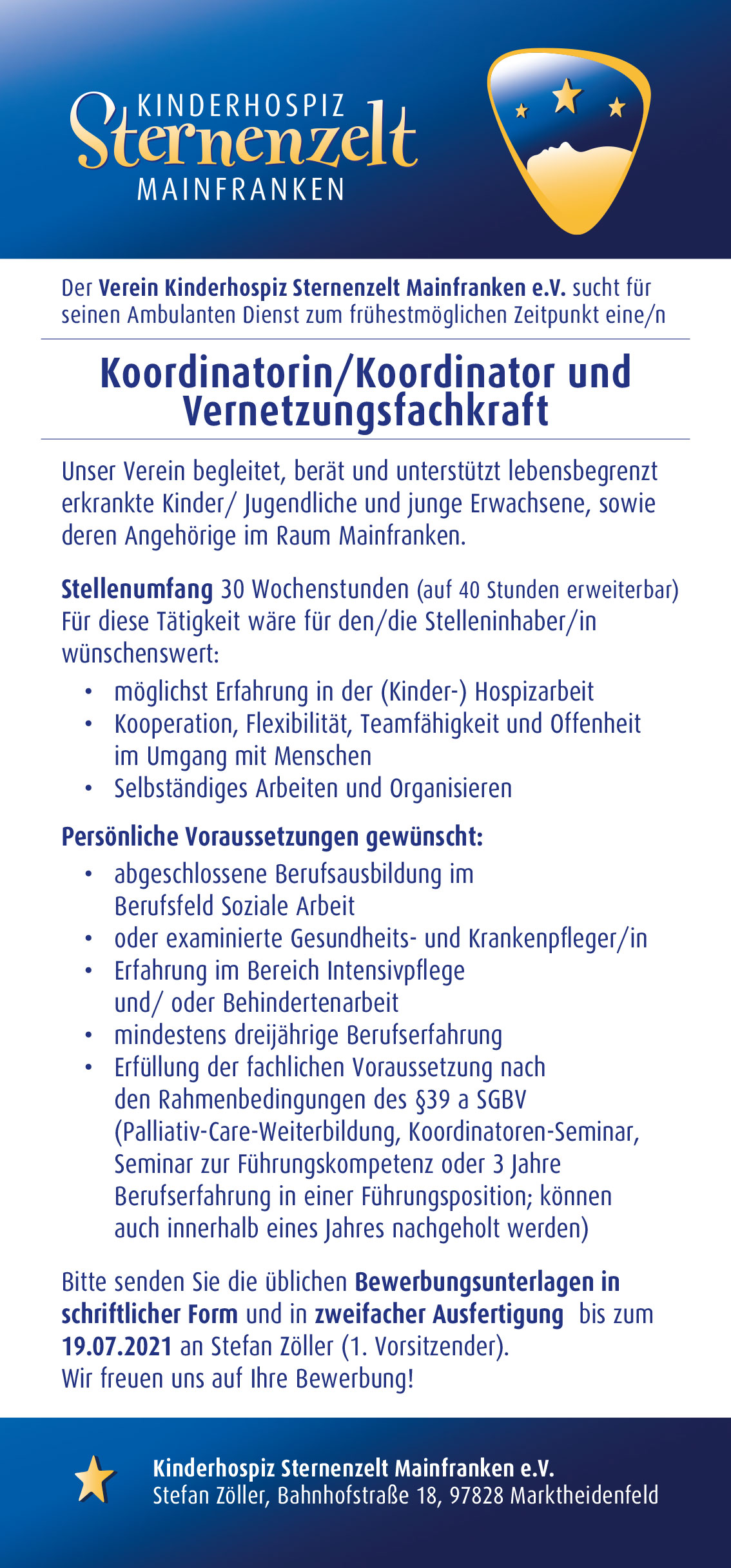 Koordinatorin/Koordinator und Vernetzungsfachkraft gesucht Koordinatorin/Koordinator und Vernetzungsfachkraft gesucht